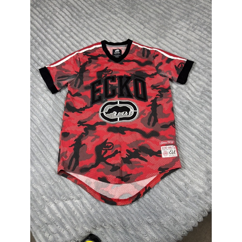 ECKO UNLTD Men size Small camouflage vintage Y2K‎ shirt style jersey